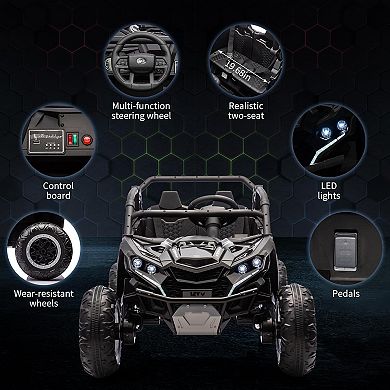 24V Kids 2-Seater Off-Road UTV, 4WD Electric Ride-On Car