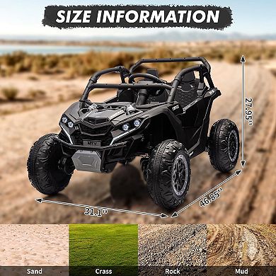 24V Kids 2-Seater Off-Road UTV, 4WD Electric Ride-On Car