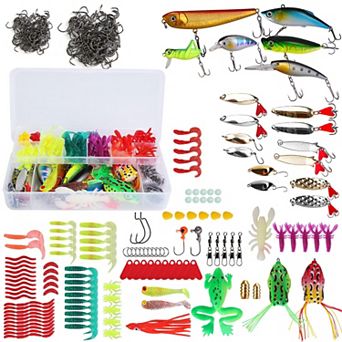 375 pc Fishing Lures Tackle Box Saltwater & Freshwater Baits Kit with Crankbaits, Frogs & Spoons