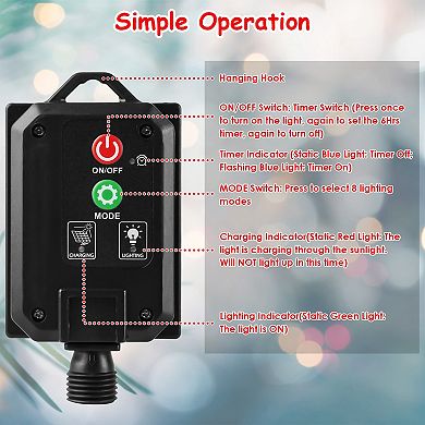 Solar Christmas Candy Cane Lights 12-Pack 72 LED Flickering Outdoor Pathway Decor, 8 Modes