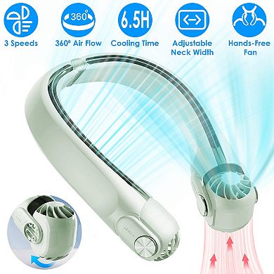 Portable Neck Fan Hands-Free Personal Cooling Fan with 3 Speeds & 360° Airflow for Home Travel