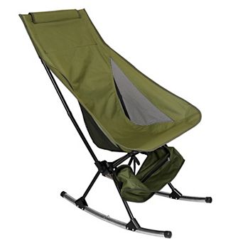 Portable High Back Camping Rocking Chair w/ Carry Bag, 198lbs Capacity for Lawn & Beach