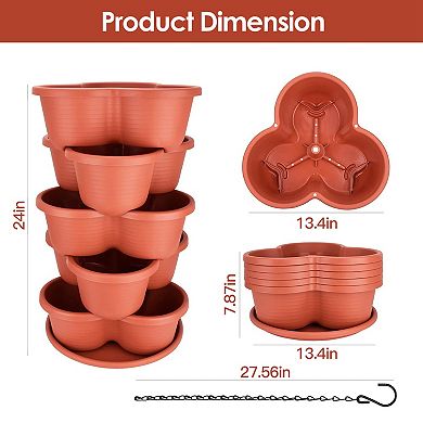 5-Tier Vertical Stackable Garden Planter Tower, Outdoor Pots for Strawberries, Herbs & Vegetables