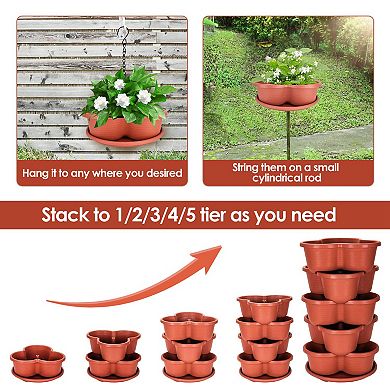 5-Tier Vertical Stackable Garden Planter Tower, Outdoor Pots for Strawberries, Herbs & Vegetables