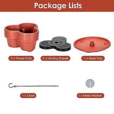 5-Tier Vertical Stackable Garden Planter Tower, Outdoor Pots for Strawberries, Herbs & Vegetables