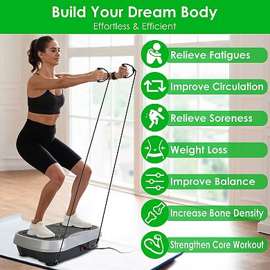 Vibration Exercise Machine with Resistance Bands & Remote Full Body Home Fitness Platform