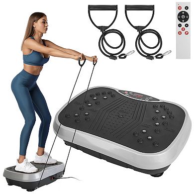 Vibration Exercise Machine with Resistance Bands & Remote Full Body Home Fitness Platform