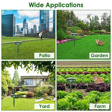 Solar Ultrasonic Animal Repeller with PIR Motion Sensor, IPX4 Waterproof Pest Deterrent for Yard
