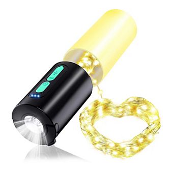 4-in-1 Rechargeable Camping Lantern with 33Ft String Light, 7 Modes, IP44 Waterproof & Power Bank