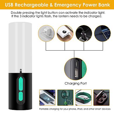 4-in-1 Rechargeable Camping Lantern with 33Ft String Light, 7 Modes, IP44 Waterproof & Power Bank