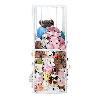 Stuffed Animal Storage Organizer Shelf, Plush Toy Holder Cage with Elastic Bands for Kids Room