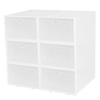 6 pc Collapsible Stackable Shoe Boxes, Transparent Dustproof PP Shoe Organizer Bins