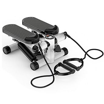 Mini Exercise Stepper with Resistance Bands & LCD Quiet Stair Stepper, Max 330.7 lbs