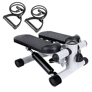 Mini Exercise Stepper with Resistance Bands & LCD Quiet Stair Stepper, Max 330.7 lbs