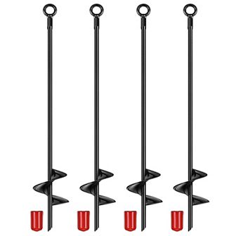 4-Pack Heavy Duty Ground Auger Stakes 2.76 in Spiral Drill Bits for Soil, Planting & Gardening
