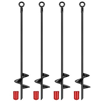 4-Pack Heavy Duty Ground Auger Stakes 2.76 in Spiral Drill Bits for Soil, Planting & Gardening