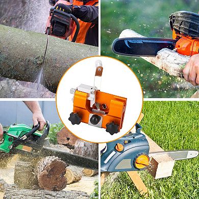 Universal Chainsaw Chain Sharpening Jig Kit, Hand Crank Sharpener for Electric Saws & Garden Use