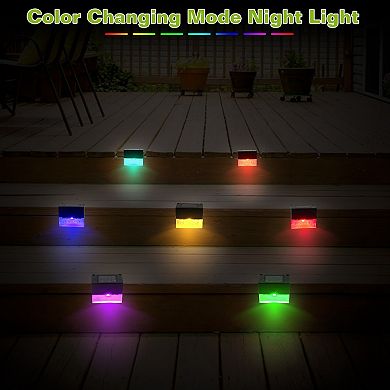 6-Pack Solar Deck Lights, Acrylic Bubbles, Waterproof IP55, Warm White & Color Changing Patio Lamps