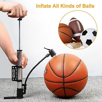 Mini Bike Pump Portable Bicycle Tire Inflator with Frame Mount for Road & Mountain Bikes