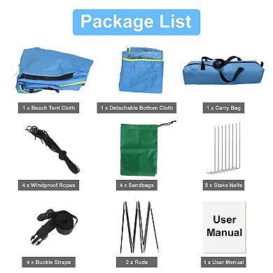 Waterproof Beach Tent for 4-6 People with 3 Doors, UPF50+ Canopy & Carry Bag - Easy Setup