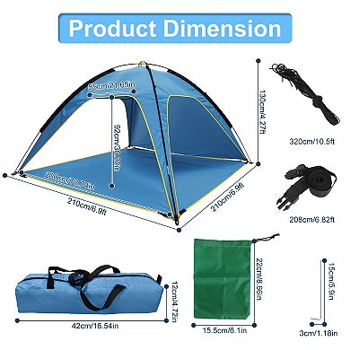 Waterproof Beach Tent for 4-6 People with 3 Doors, UPF50+ Canopy & Carry Bag - Easy Setup