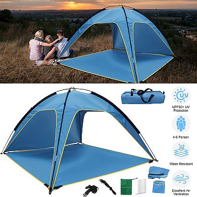 Waterproof Beach Tent for 4-6 People with 3 Doors, UPF50+ Canopy & Carry Bag - Easy Setup