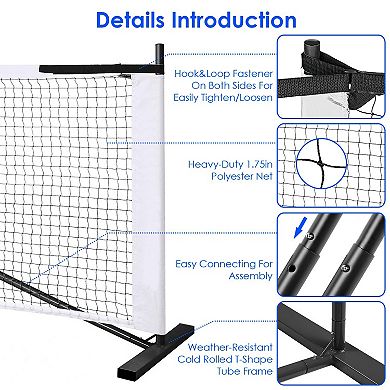 Portable Pickleball Net Set 22ft Regulation Net with 4 Paddles, 4 Balls & Carry Bag