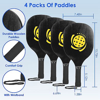 Portable Pickleball Net Set 22ft Regulation Net with 4 Paddles, 4 Balls & Carry Bag