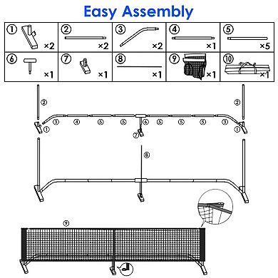 Portable Pickleball Net Set 22ft Regulation Net with 4 Paddles, 4 Balls & Carry Bag