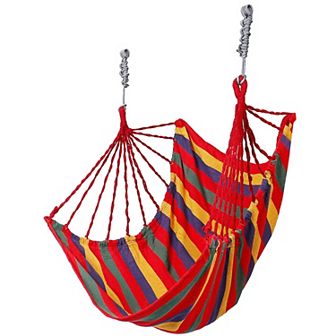 440lbs Hammock Hanging Chair Canvas Swing with 2 Pillows, Portable Seat
