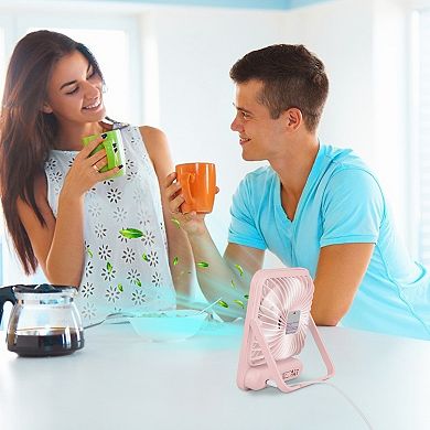 Mini Rechargeable Desktop Fan Portable Personal Cooling Fan with LCD Display & Adjustable Speed