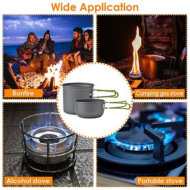 8Pcs Camping Cookware Set with Stove Aluminum Pot & Utensils Kit for Hiking & Outdoor Use
