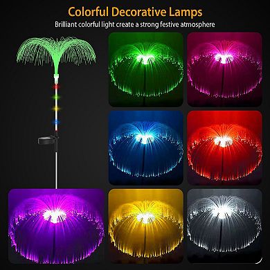 4Pcs Solar Jellyfish Lights 7-Color Changing IP44 Waterproof Outdoor Decorative Lamps