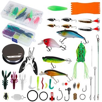 383 pc Fishing Lures Tackle Box Bass Fishing Kit with Crankbaits, Spinnerbaits & Soft Plastics