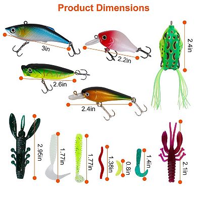 383pcs Fishing Lures Tackle Box Bass Fishing Kit with Crankbaits, Spinnerbaits & Soft Plastics