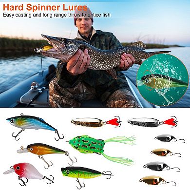 383pcs Fishing Lures Tackle Box Bass Fishing Kit with Crankbaits, Spinnerbaits & Soft Plastics