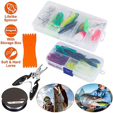 383pcs Fishing Lures Tackle Box Bass Fishing Kit with Crankbaits, Spinnerbaits & Soft Plastics