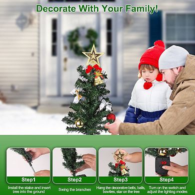 4-Pack Solar Christmas Tree Lights 20 LED Garden Stakes with Flash & Steady Modes for Yard