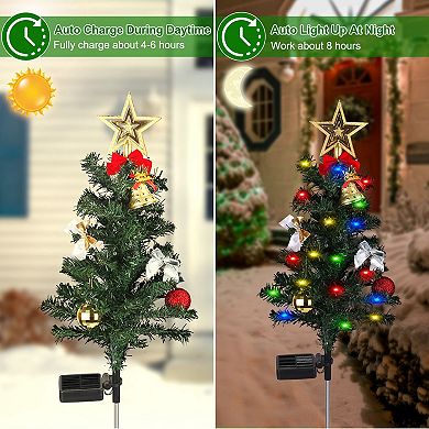4-Pack Solar Christmas Tree Lights 20 LED Garden Stakes with Flash & Steady Modes for Yard