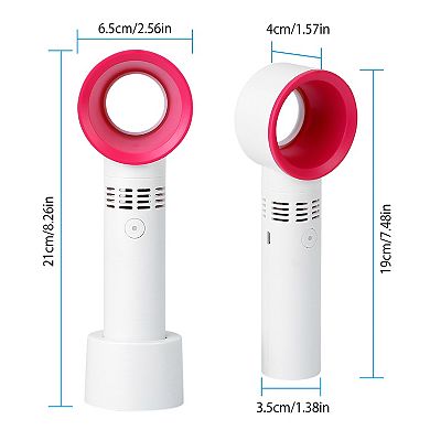 Portable Handheld Bladeless Fan Rechargeable USB Desktop Cooling Fan with 3 Speeds & LED