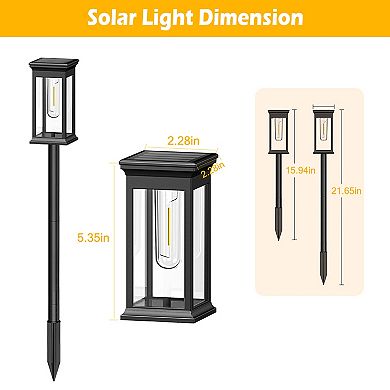 6Pack Solar Stake Lights Outdoor IP65 Waterproof Auto On/Off for Garden, Pathway, Patio