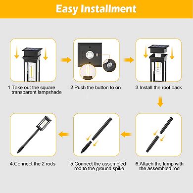 6Pack Solar Stake Lights Outdoor IP65 Waterproof Auto On/Off for Garden, Pathway, Patio