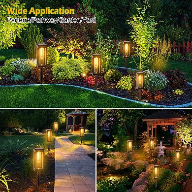6Pack Solar Stake Lights Outdoor IP65 Waterproof Auto On/Off for Garden, Pathway, Patio
