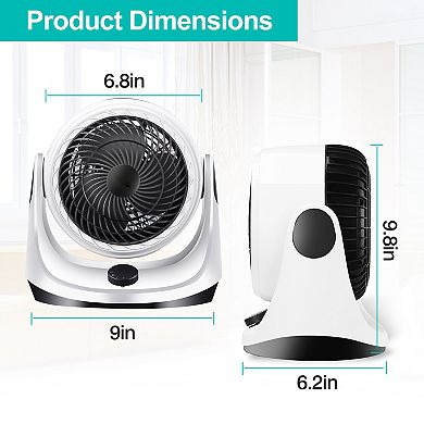 USB Table Fan with 2 Speeds & 270° Adjustable Head Desk, Office, Kitchen Use