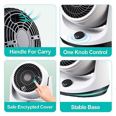 USB Table Fan with 2 Speeds & 270° Adjustable Head Desk, Office, Kitchen Use
