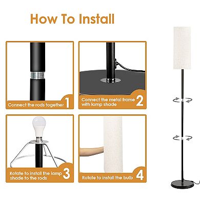 74.8” Tall Floor Lamp with Shade 3200K Warm Light, Foot Switch, 6W Bulb for Living Room/Bedroom