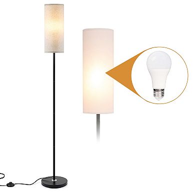 74.8” Tall Floor Lamp with Shade 3200K Warm Light, Foot Switch, 6W Bulb for Living Room/Bedroom