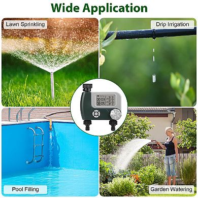 Digital Sprinkler Timer with 2 Zones, Programmable Hose Faucet Timer for Garden Irrigation