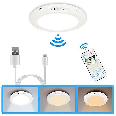 Magnetic Motion Sensor Ceiling Light, Rechargeable Wireless LED with Remote & Stepless Dimming