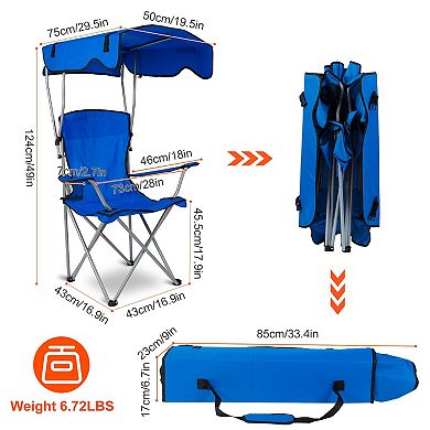 Portable Beach Canopy Chair Sun Protection Folding Seat 330lbs
